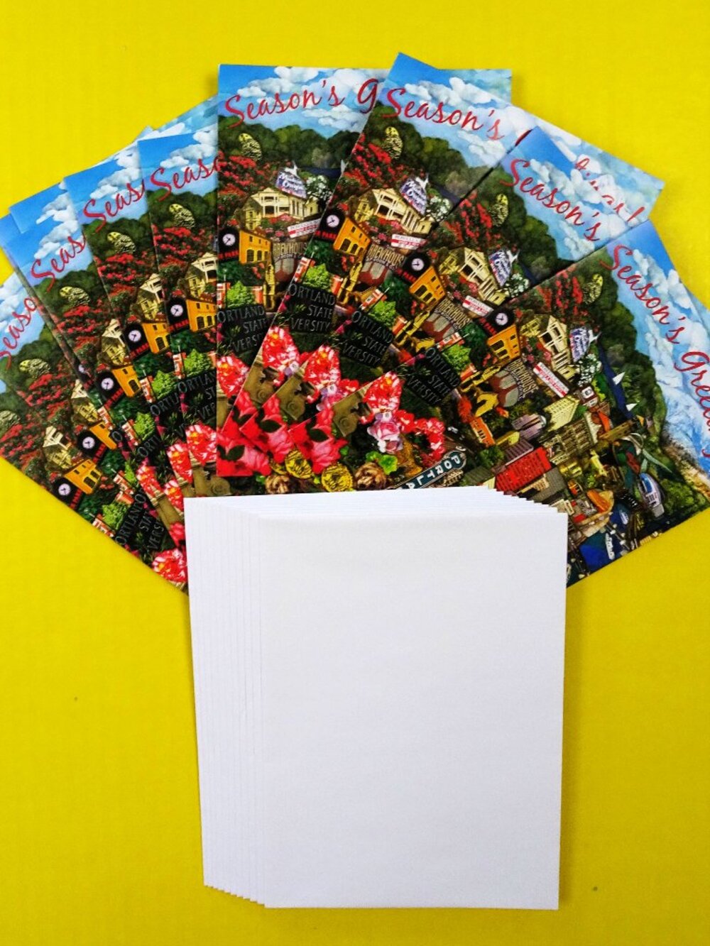 Allport Editions Portland Oregon Cityscape Holiday Cards Box of 11 USA Christmas